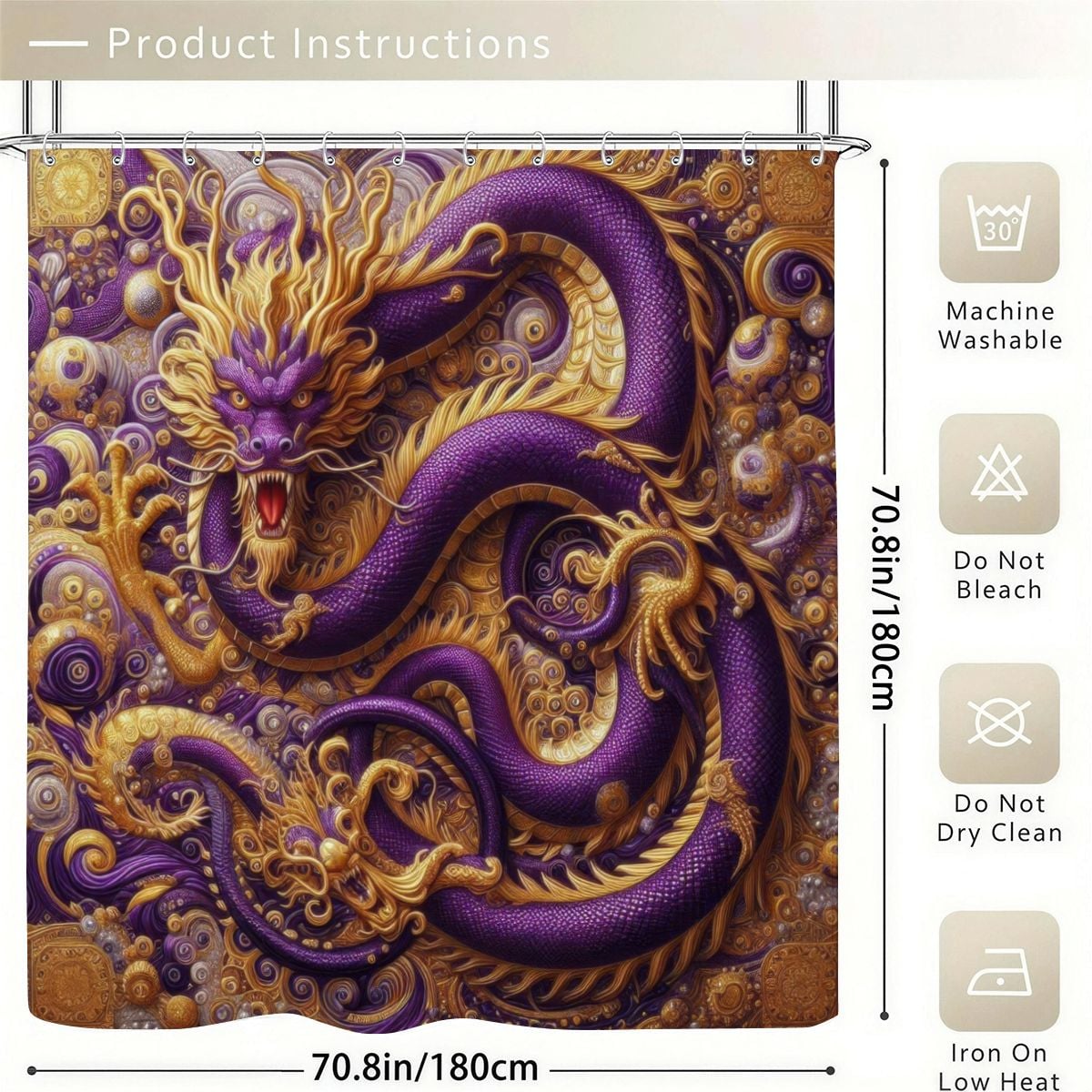 Purple Dragon Shower Curtain | Eastern-Style Serpent Art