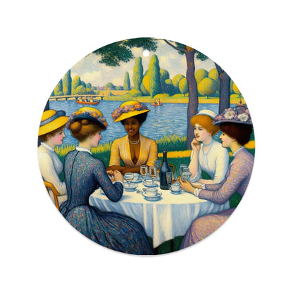 Ladies by the Lake - Round Shape Car Air Freshener Cards 6 Pieces