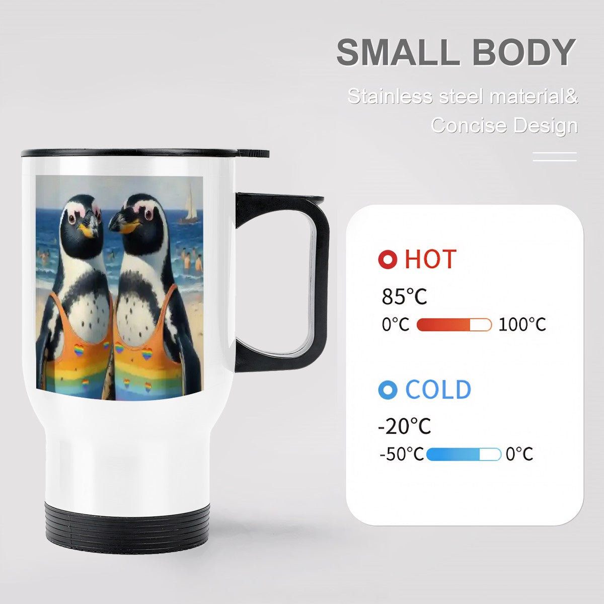 Travel Coffee Mug with Handle (14oz) Made in USA - Multiple Designs