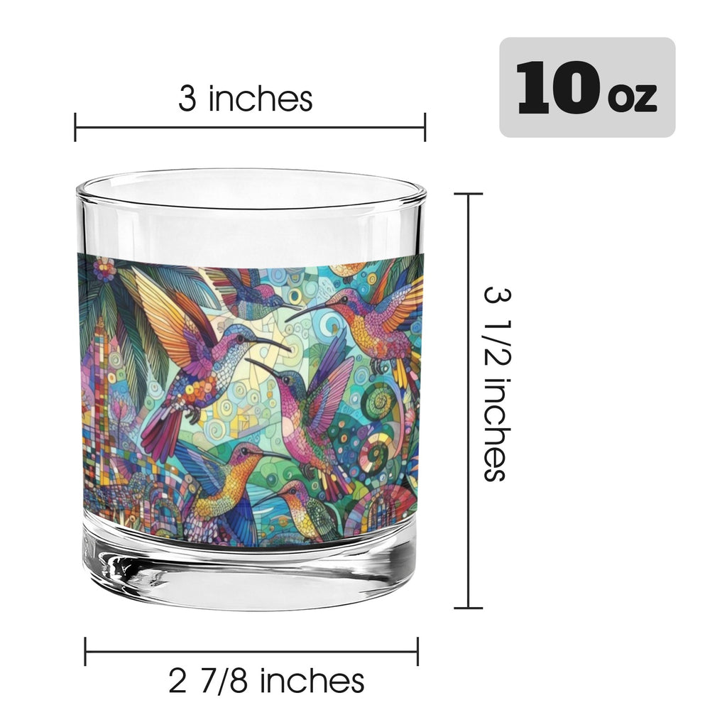 Hummingbird Kaleidoscope 10oz Whiskey Glass