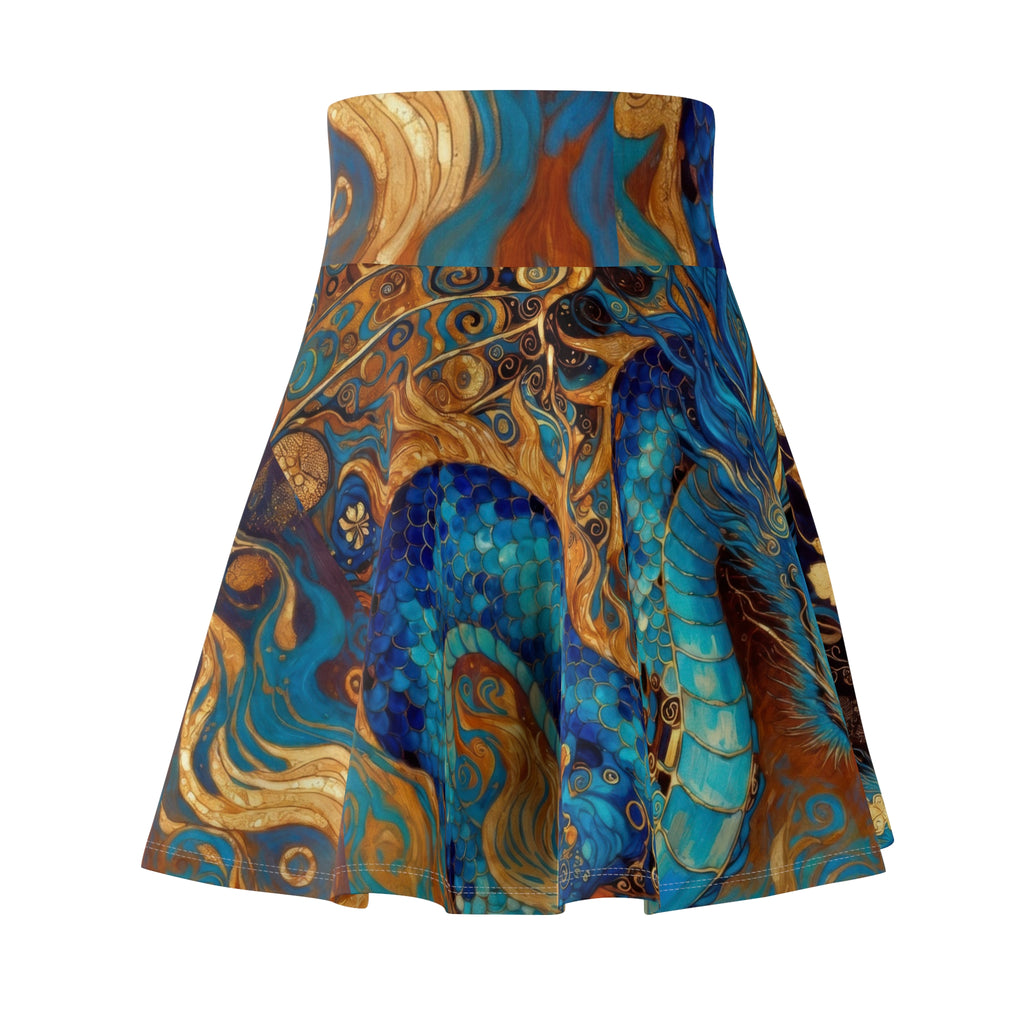 Blue Gold Dragon Skater Skirt | Fantasy Wearable Art