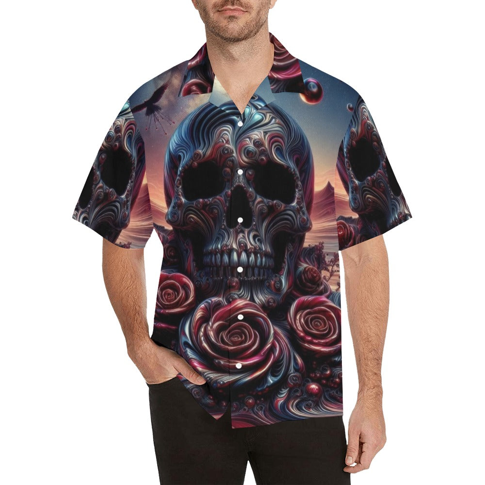 Skull and Roses Hawaiian Shirt without pocket