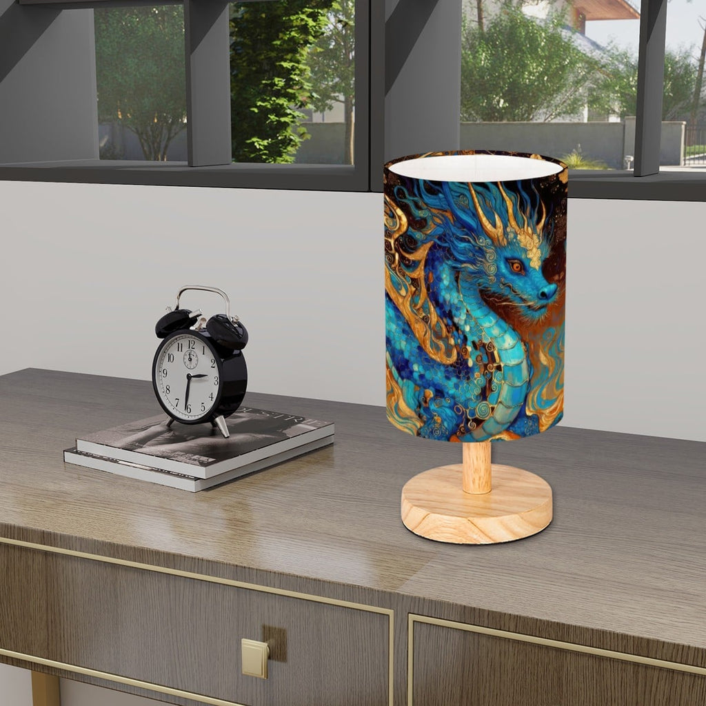 Cobalt Dragon Cylindrical Table Lamp