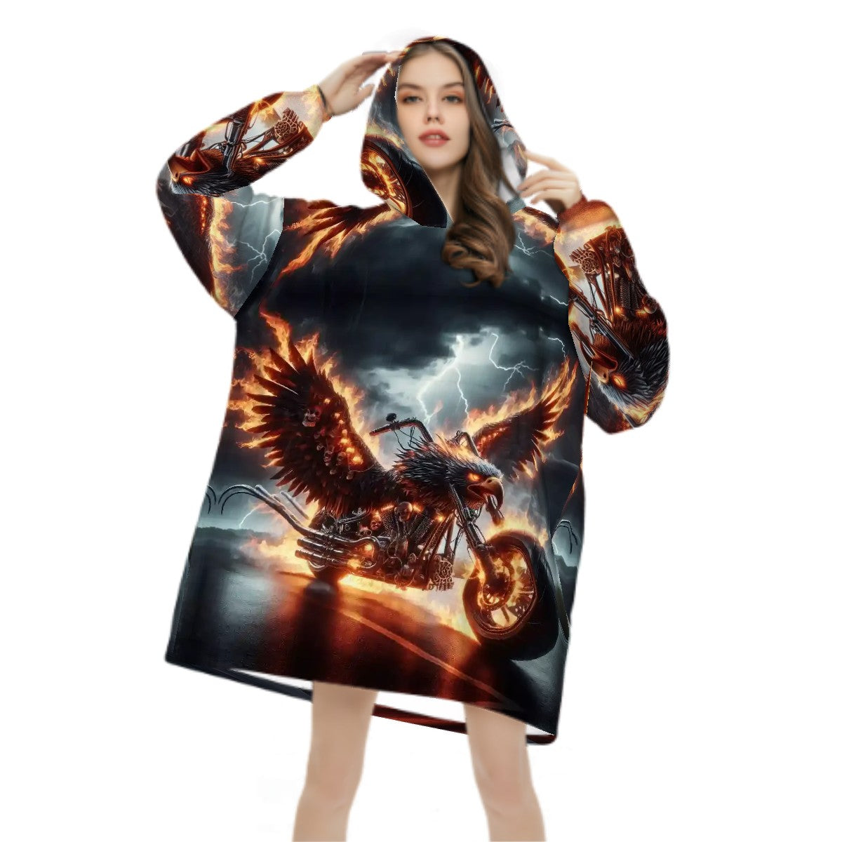 Eagle Motorcycle Adult Blanket Hoodie