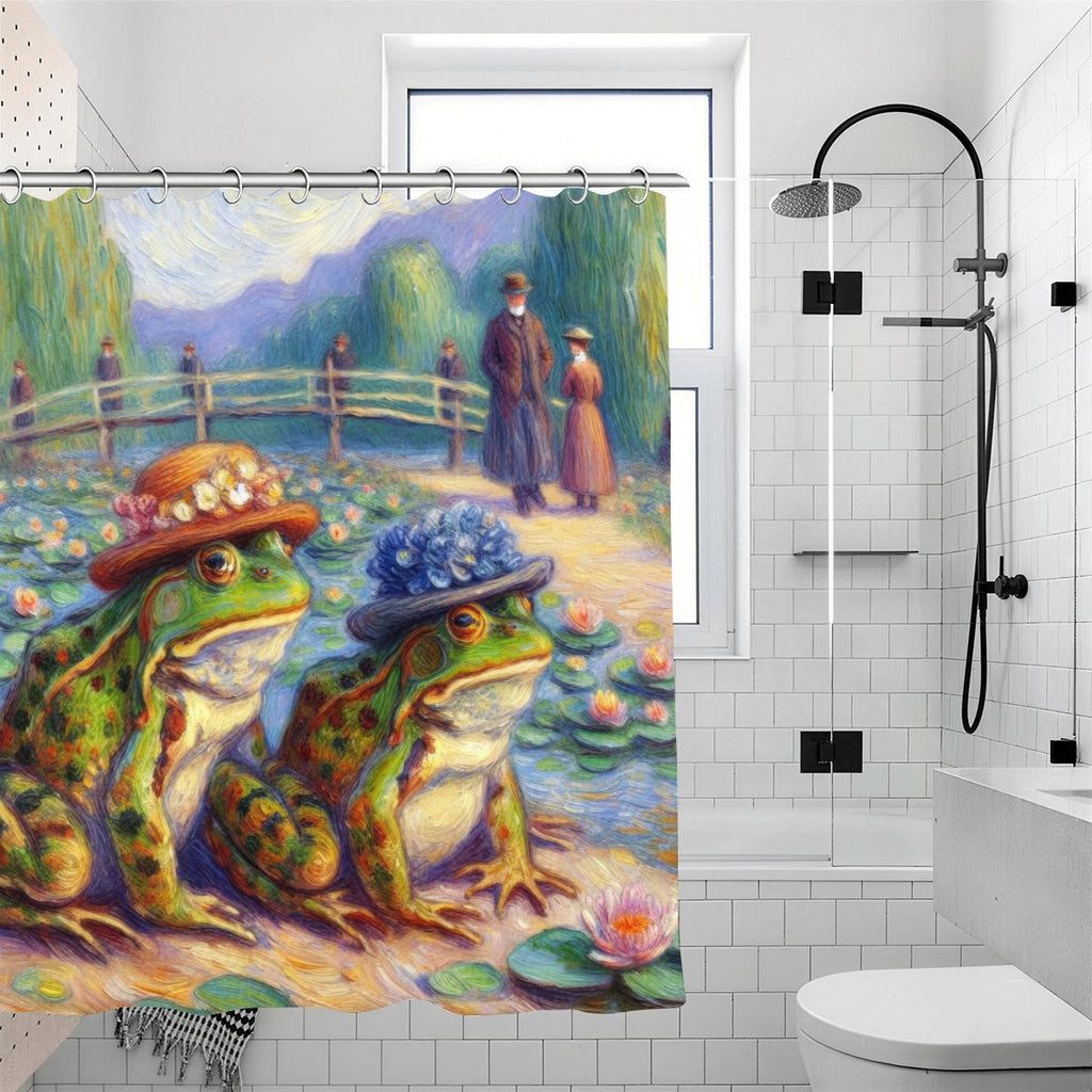 2 Lady Frogs Shower Curtain 70.8"x70.8" (Made in USA)