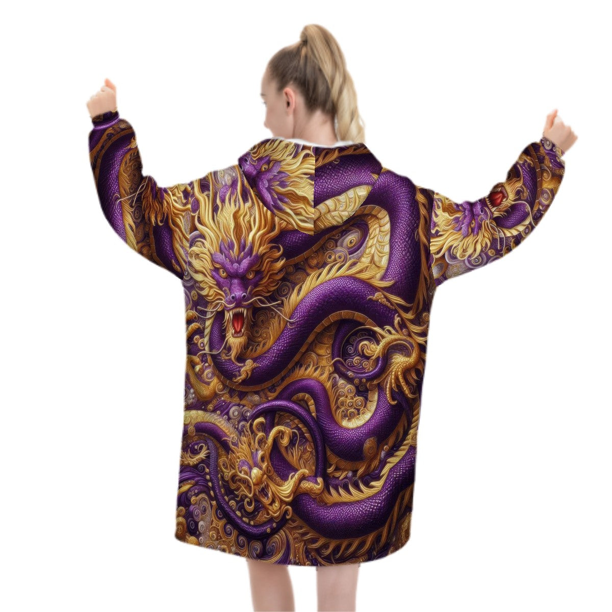 Purple Dragon Adult Blanket Hoodie