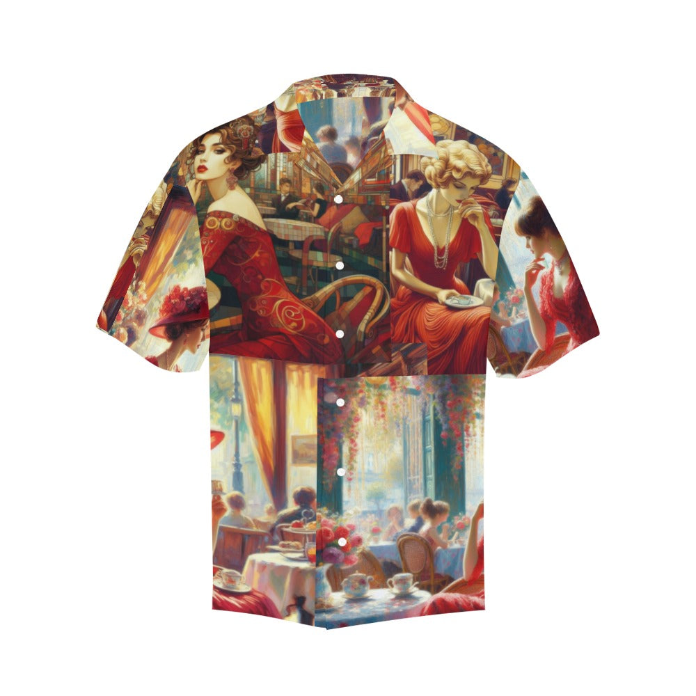 Ladies in Red Hawaiian Shirt without pocket