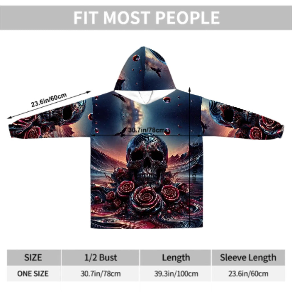 Skull and Roses Adult Blanket Hoodie
