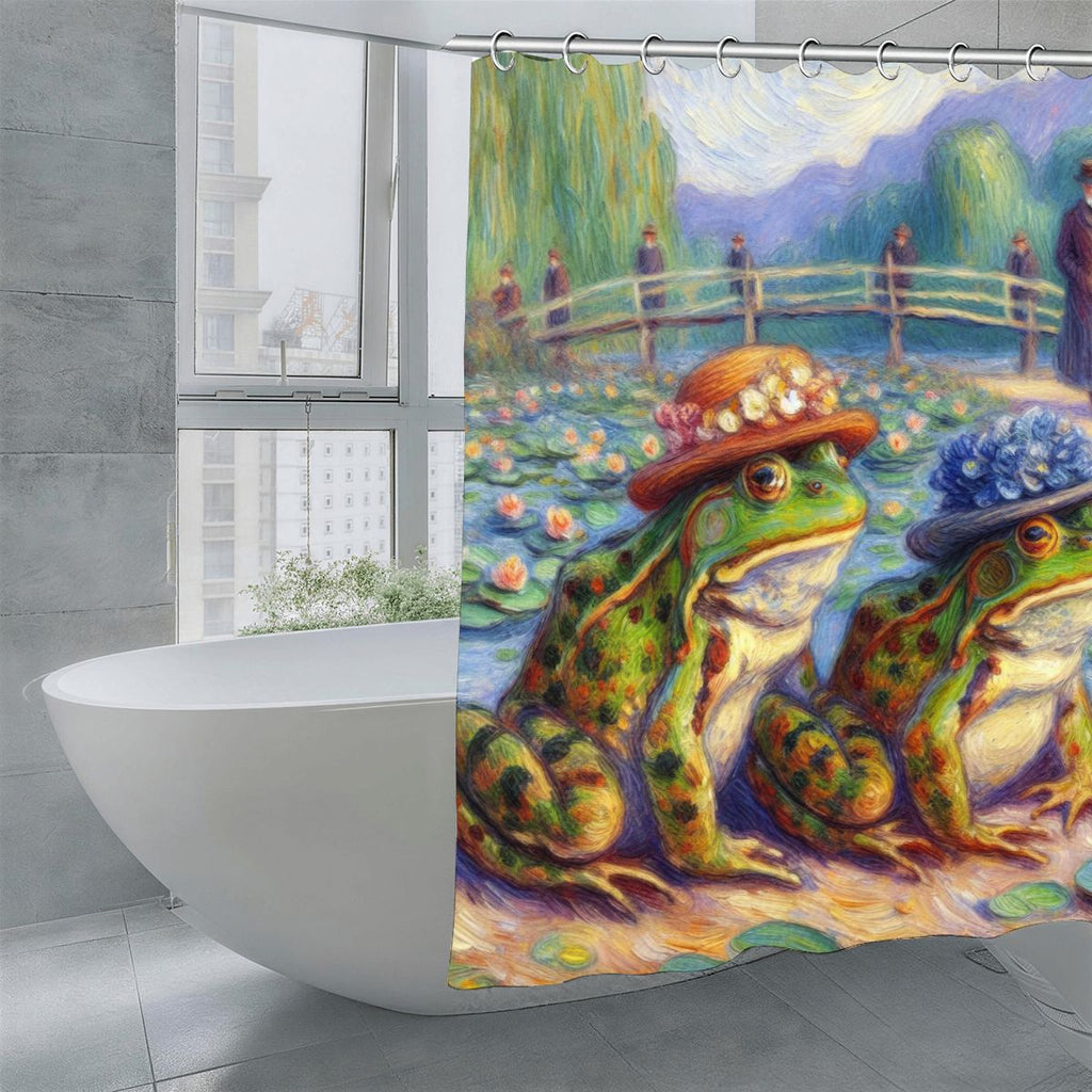 2 Lady Frogs Shower Curtain 70.8"x70.8" (Made in USA)