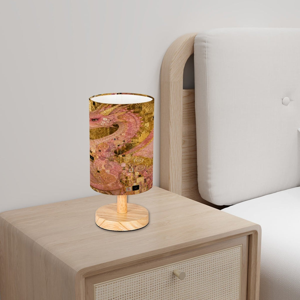 Pink Dragon Cylindrical Table Lamp