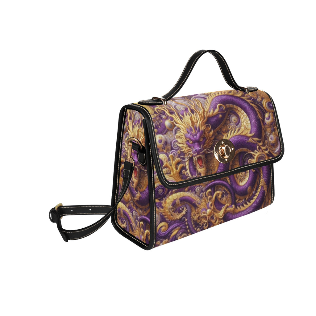 Purple Dragon Satchel Waterproof Canvas Bag