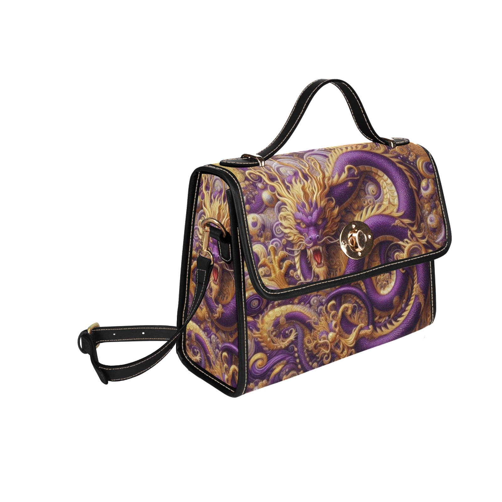 Purple Dragon Satchel Waterproof Canvas Bag