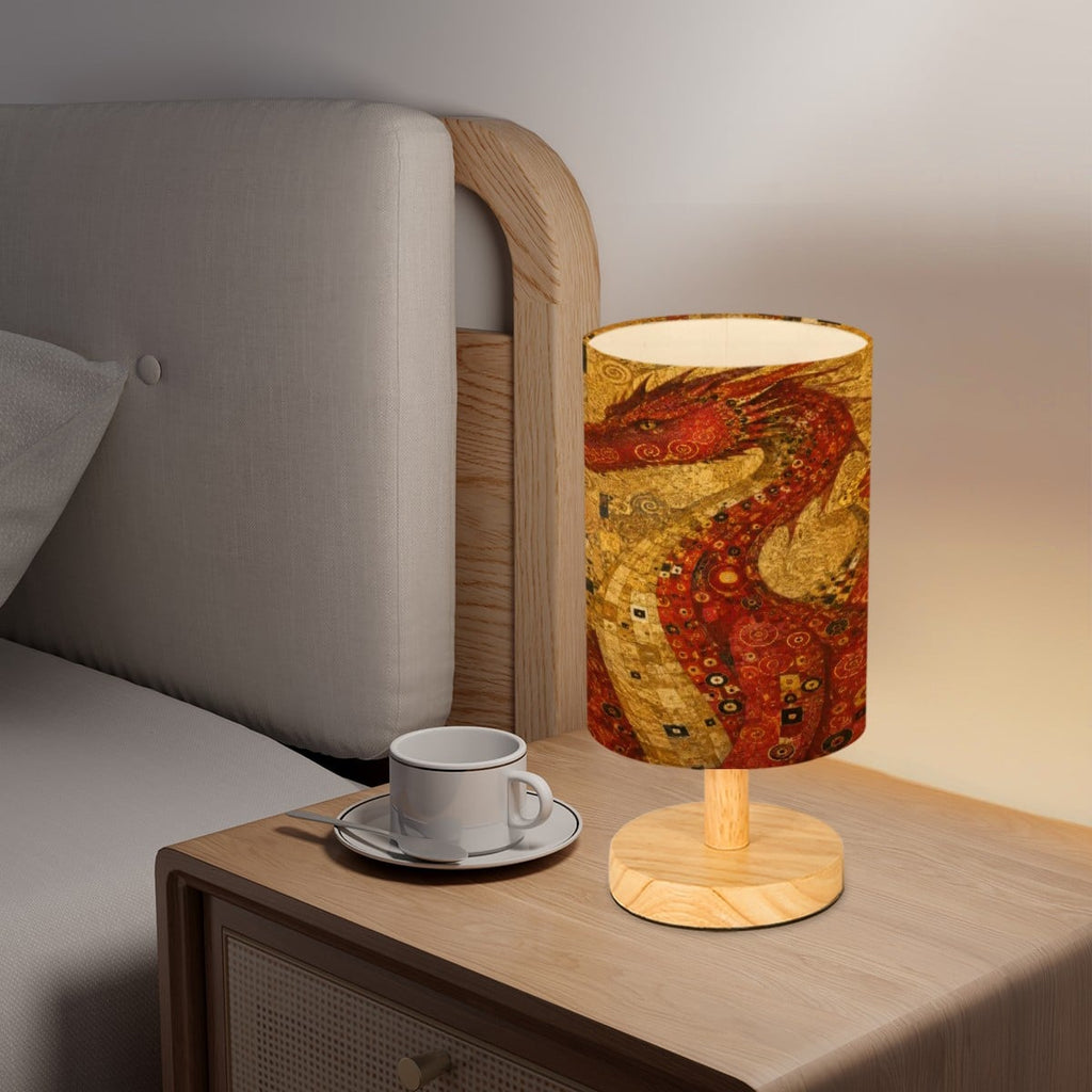 Red Dragon Cylindrical Table Lamp
