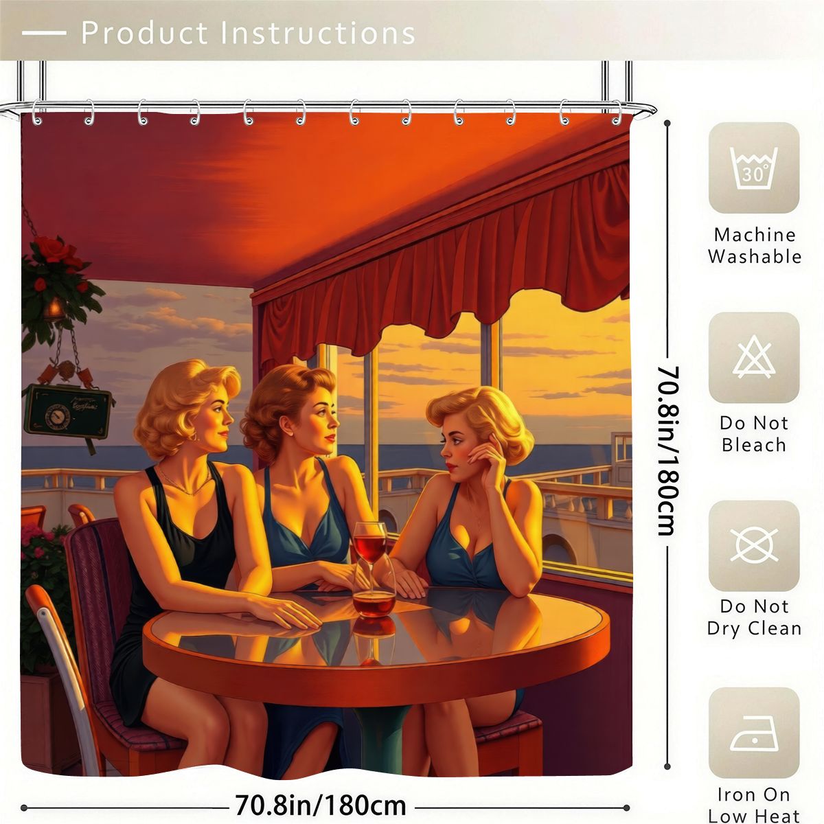 Glamorous Friends Shower Curtain | Retro Pin-Up Art