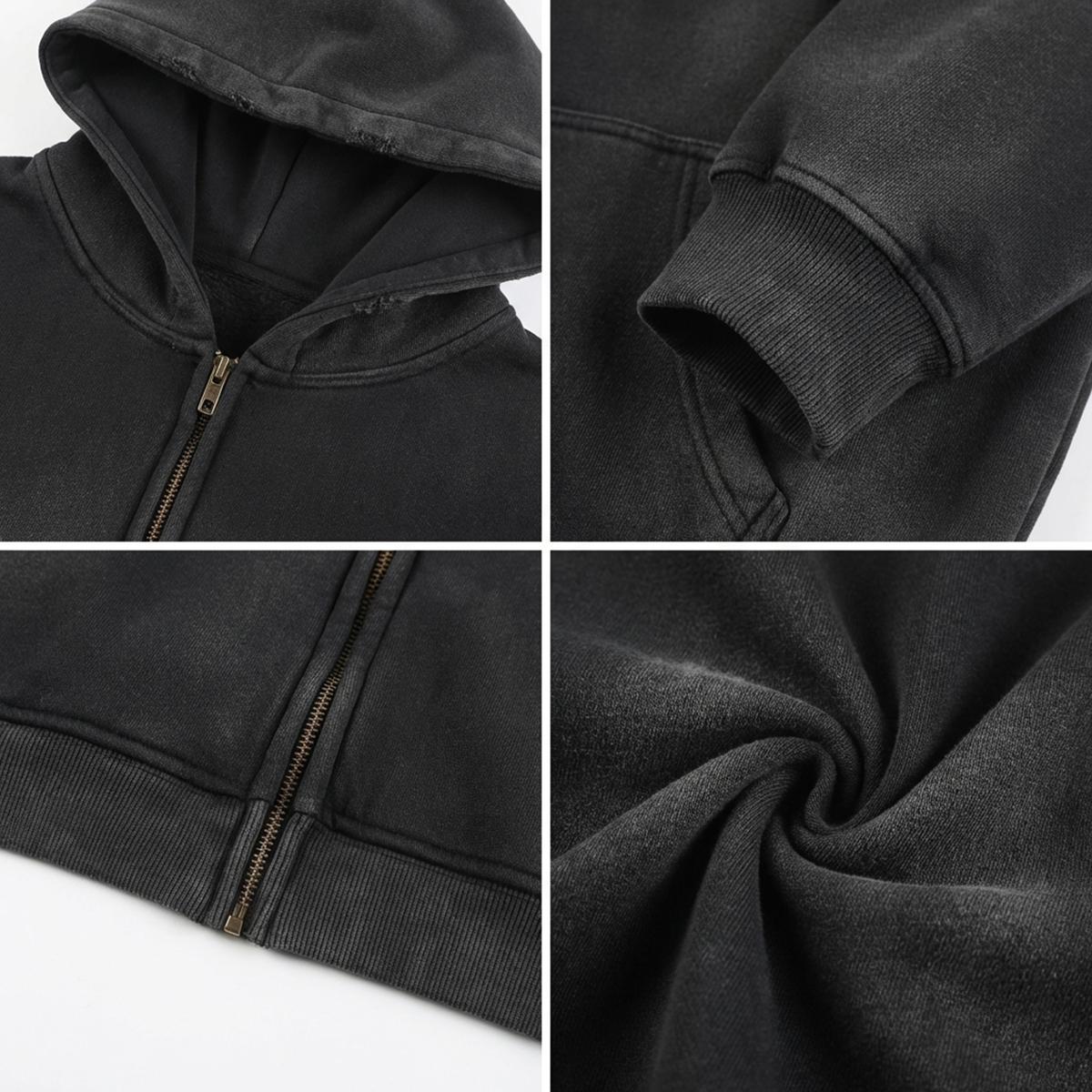 Pensive Medusa Fleece Lined Gradient Washed Zip Hoodie