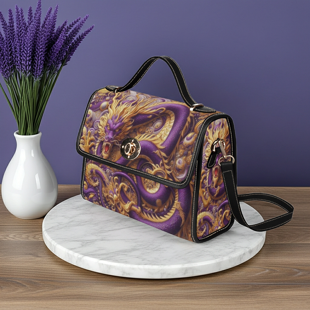 Purple Dragon Satchel Waterproof Canvas Bag