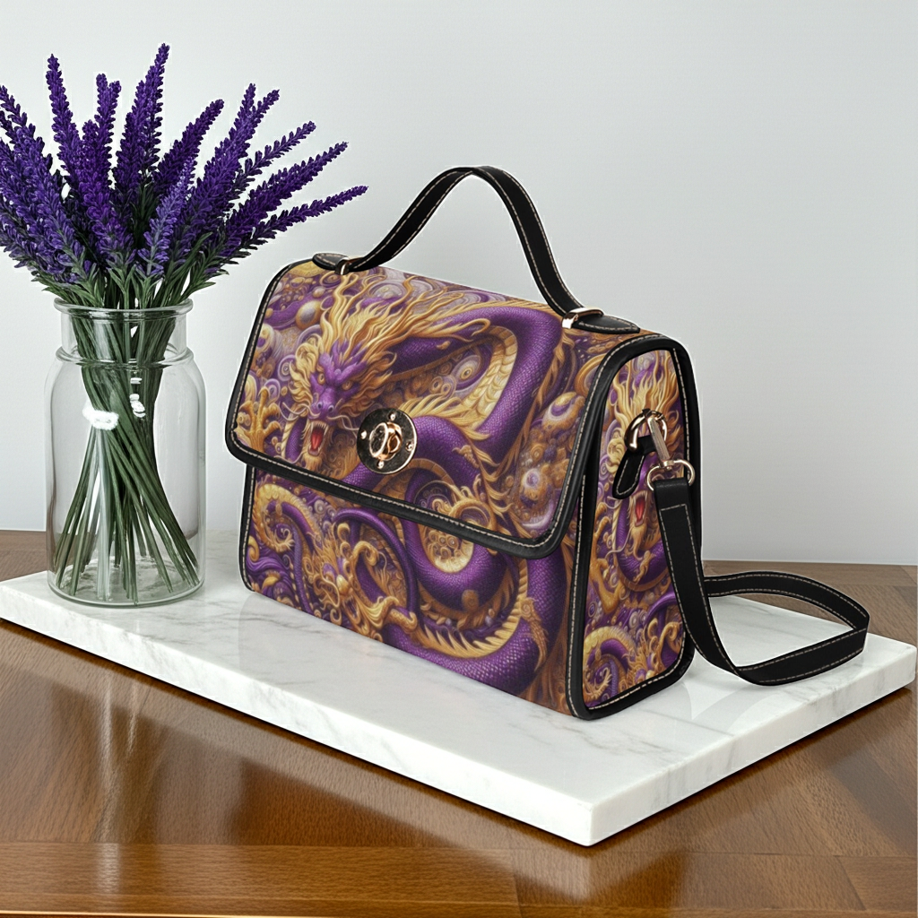 Purple Dragon Satchel Waterproof Canvas Bag