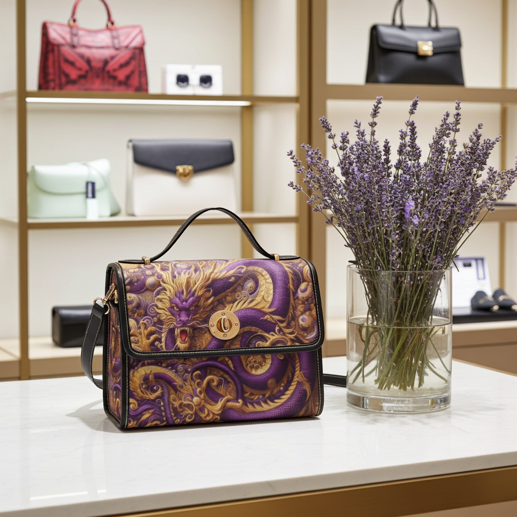 Purple Dragon Satchel Waterproof Canvas Bag