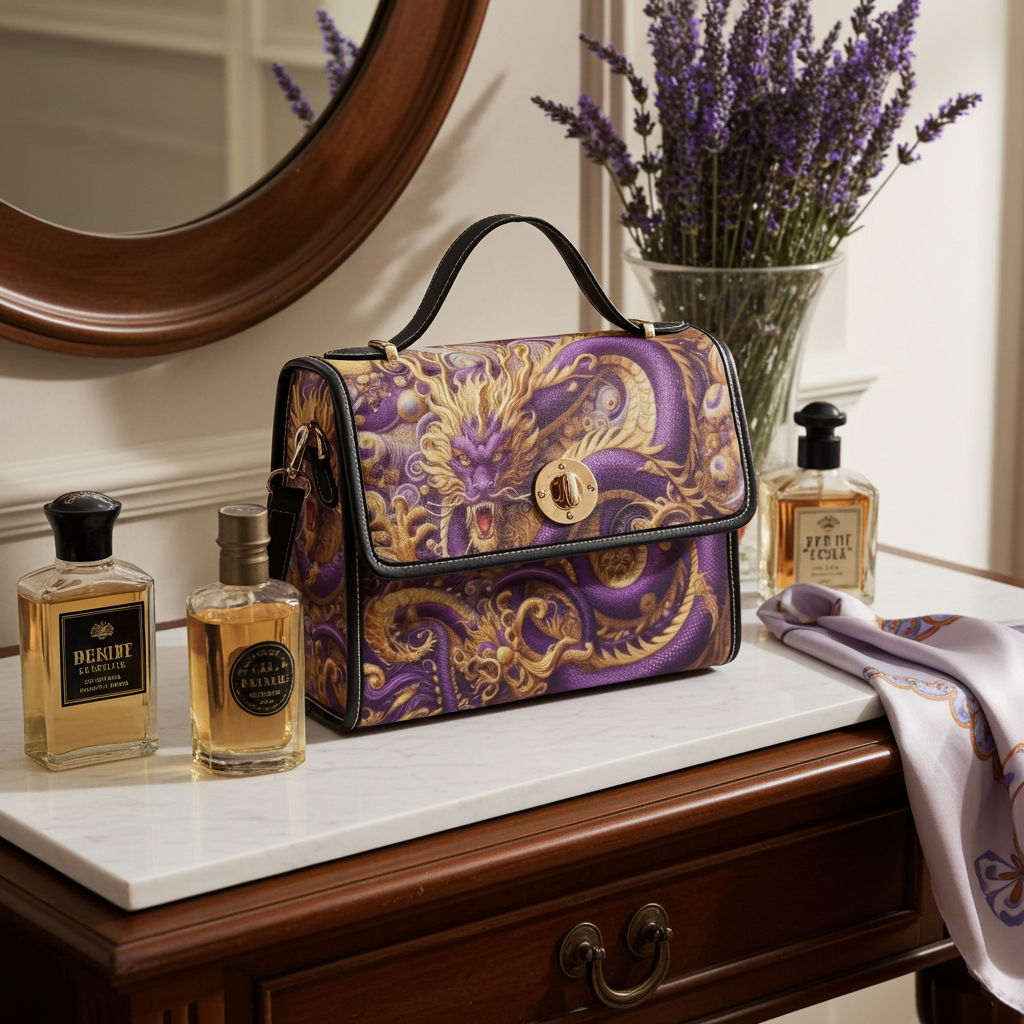 Purple Dragon Satchel Waterproof Canvas Bag