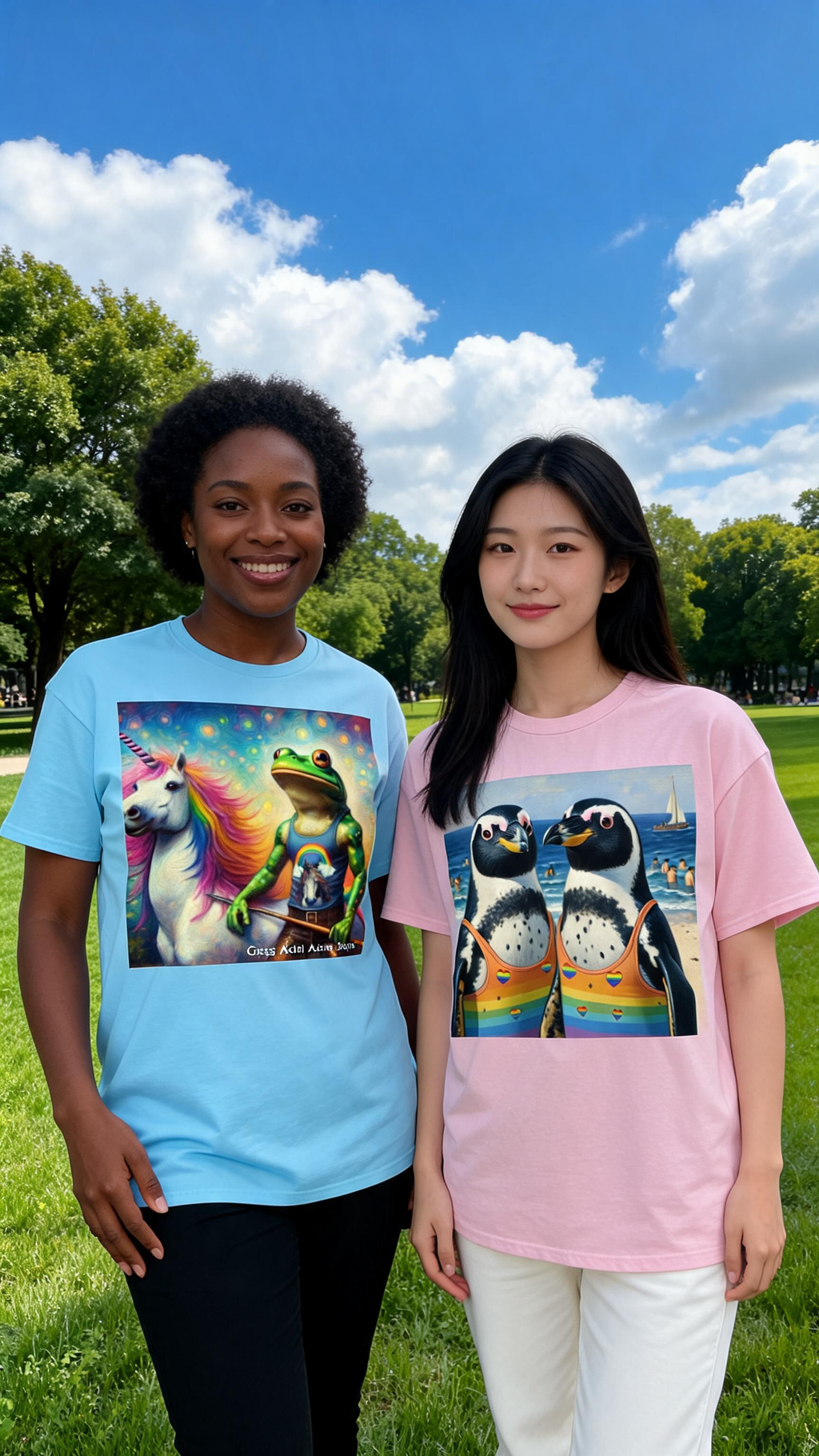 Proud Penguins at the Beach Unisex classic tee
