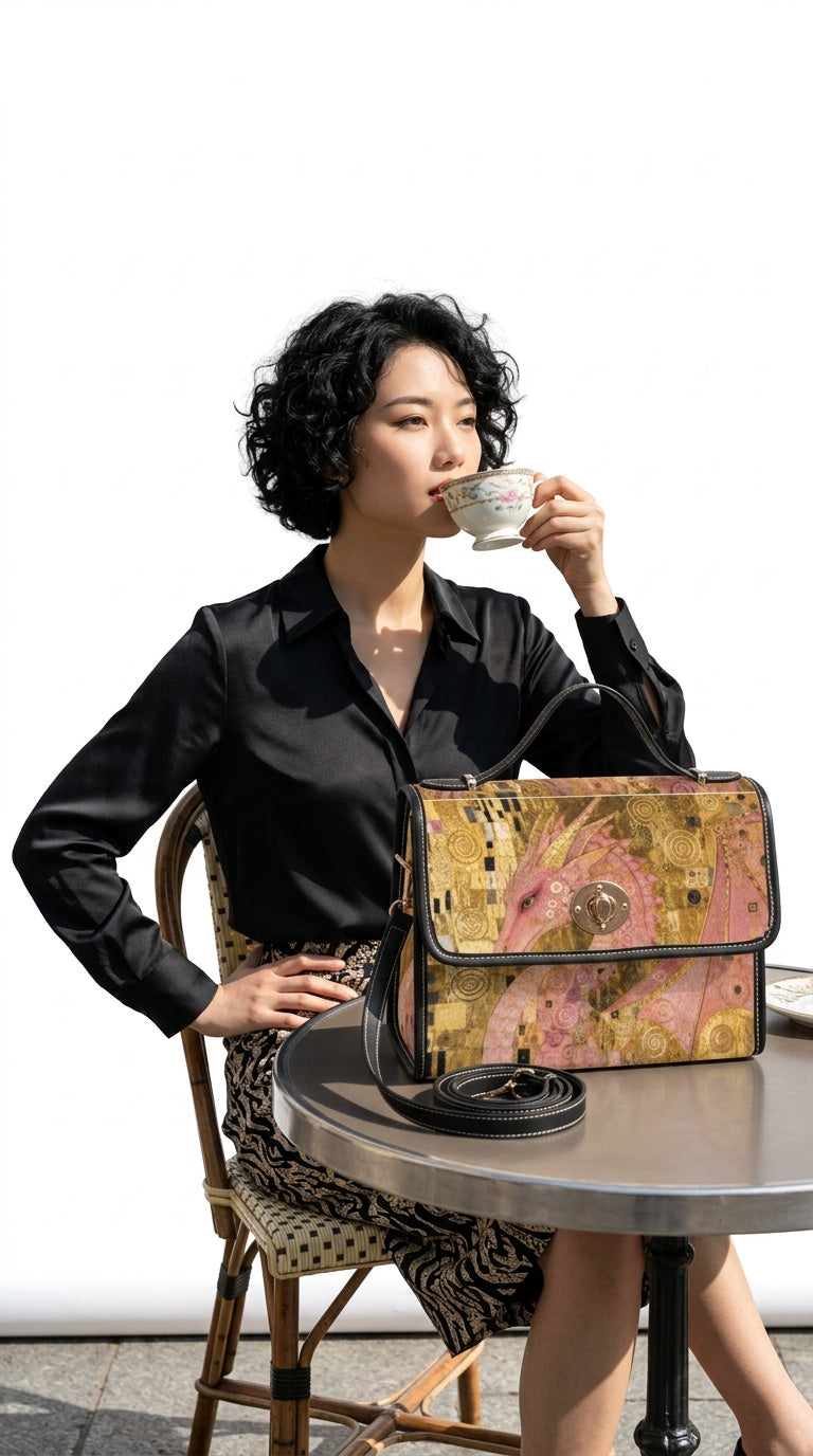 Pink Dragon Satchel Waterproof Canvas Bag