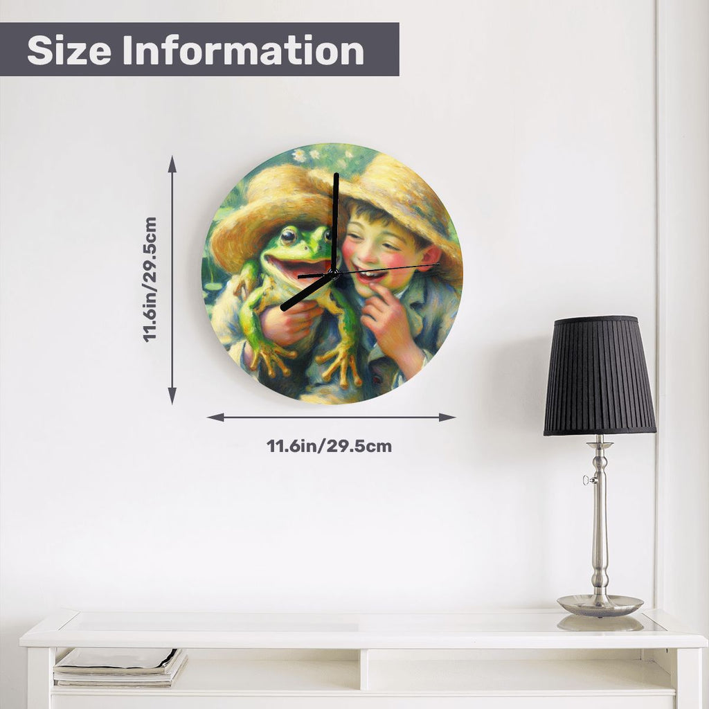 A Frog and His Boy MDF Wall Clock (Made in USA) - Gregg Acini Adoree Designs - Wall Clock