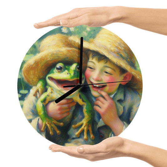 A Frog and His Boy MDF Wall Clock (Made in USA) - Gregg Acini Adoree Designs - Wall Clock