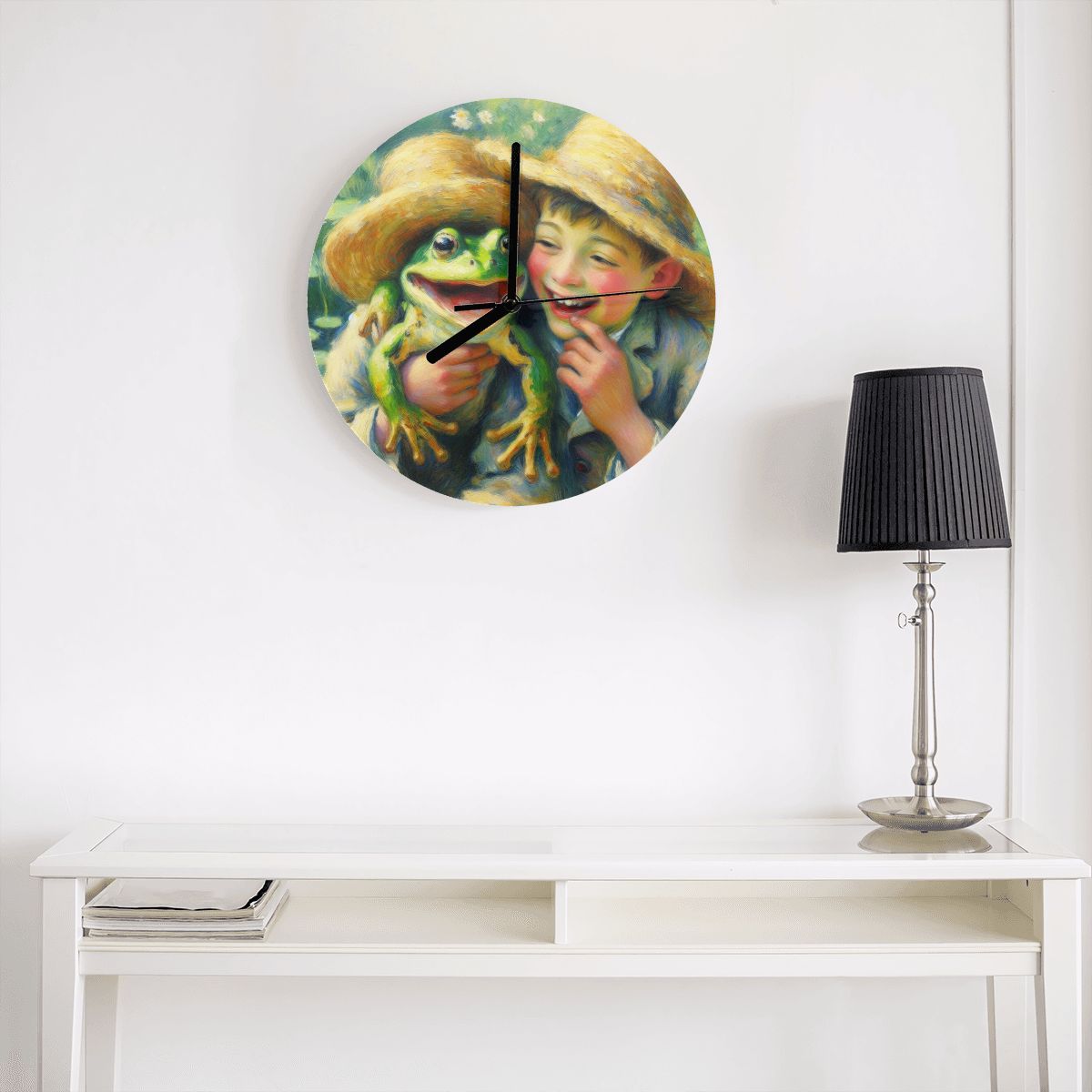 A Frog and His Boy MDF Wall Clock (Made in USA) - Gregg Acini Adoree Designs - Wall Clock
