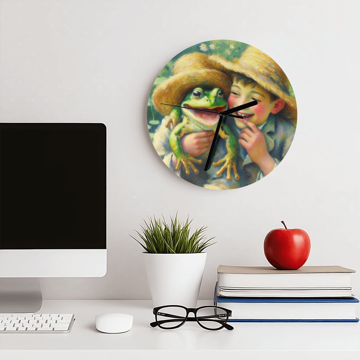 A Frog and His Boy MDF Wall Clock (Made in USA) - Gregg Acini Adoree Designs - Wall Clock