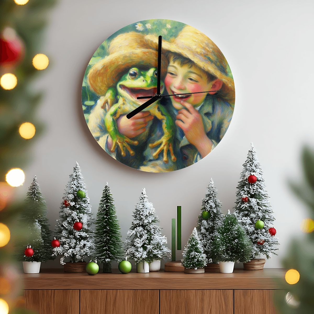 A Frog and His Boy MDF Wall Clock (Made in USA) - Gregg Acini Adoree Designs - Wall Clock