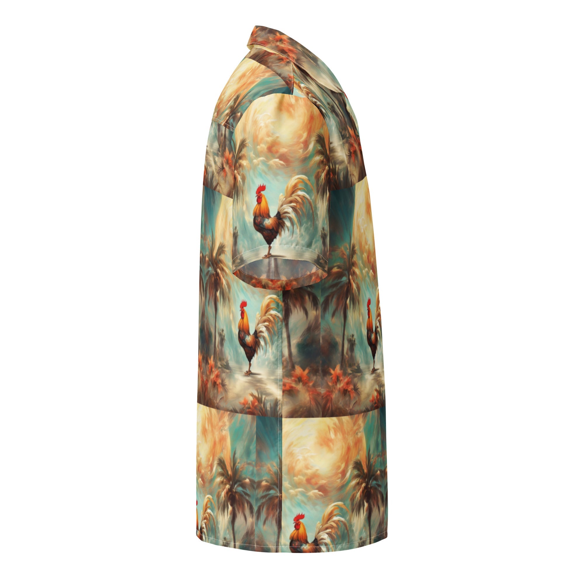 A Rooster and Palms Unisex button shirt by Gregg Acini Adoree Designs - Gregg Acini Adoree Designs - Button Down Shirt