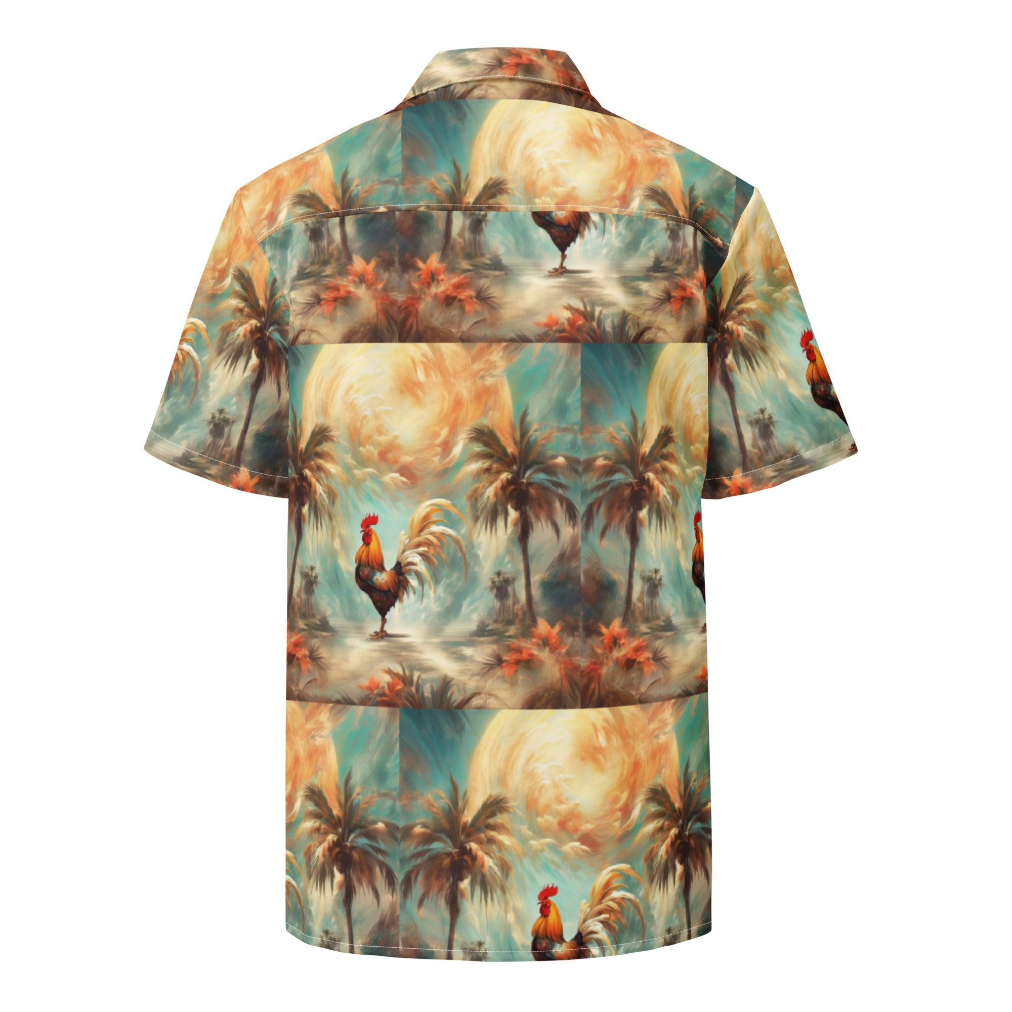 A Rooster and Palms Unisex button shirt by Gregg Acini Adoree Designs - Gregg Acini Adoree Designs - Button Down Shirt
