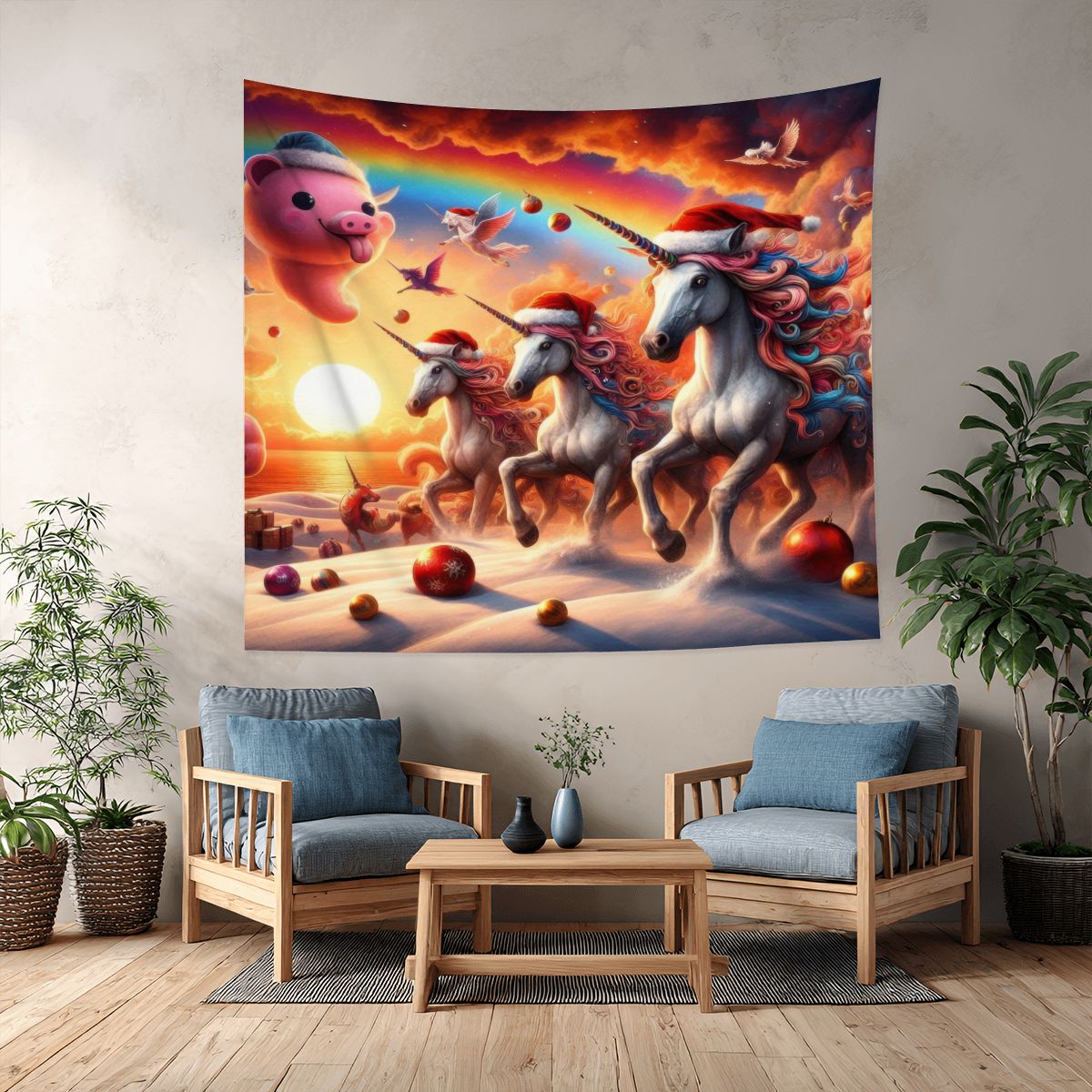 A Season's Greetings Lightweight Wall Tapestry (Fabric Wall Hanging - USA) - Gregg Acini Adoree Designs - Wall Coverings