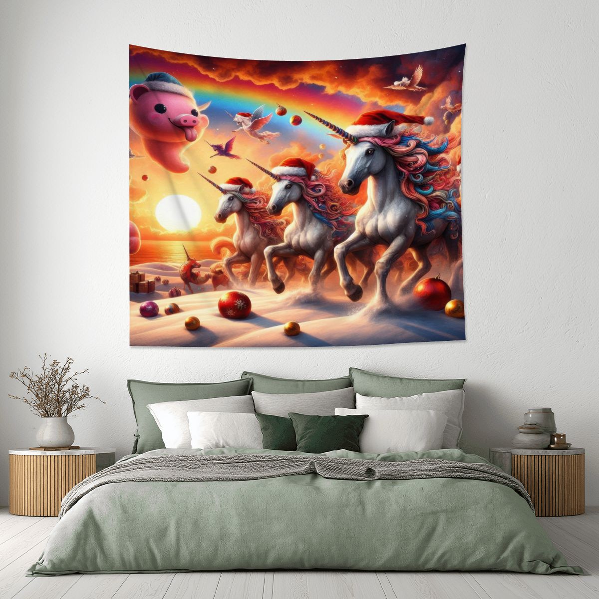 A Season's Greetings Lightweight Wall Tapestry (Fabric Wall Hanging - USA) - Gregg Acini Adoree Designs - Wall Coverings