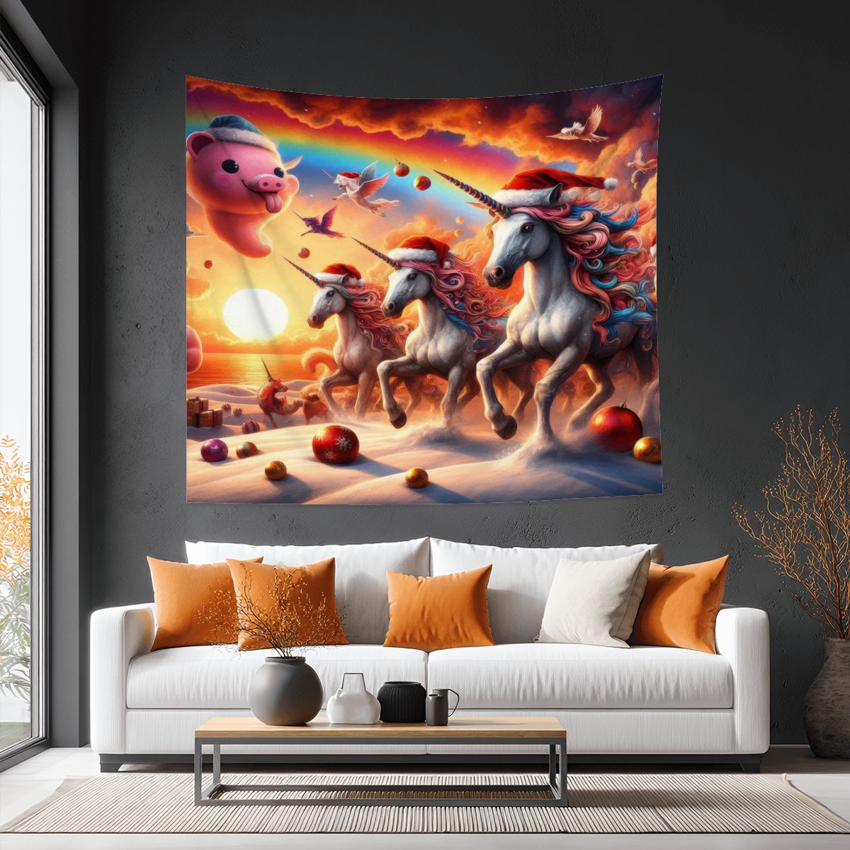 A Season's Greetings Lightweight Wall Tapestry (Fabric Wall Hanging - USA) - Gregg Acini Adoree Designs - Wall Coverings