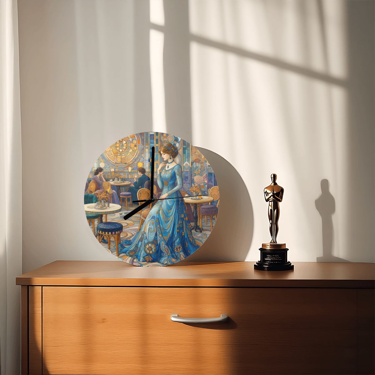Sapphire at the Blue Café — Art Nouveau Inspired Wall Clock