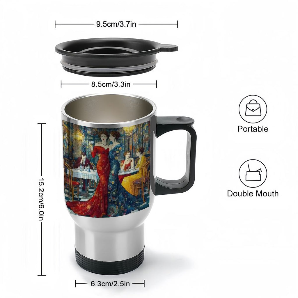 Travel Coffee Mug with Handle (14oz) Made in USA - Multiple Designs