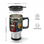 Travel Coffee Mug with Handle (14oz) Made in USA - Multiple Designs