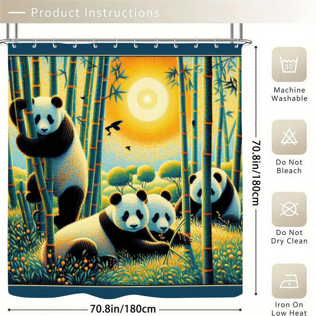 Panda Family Shower Curtain 70.8"x70.8" (Made in USA)