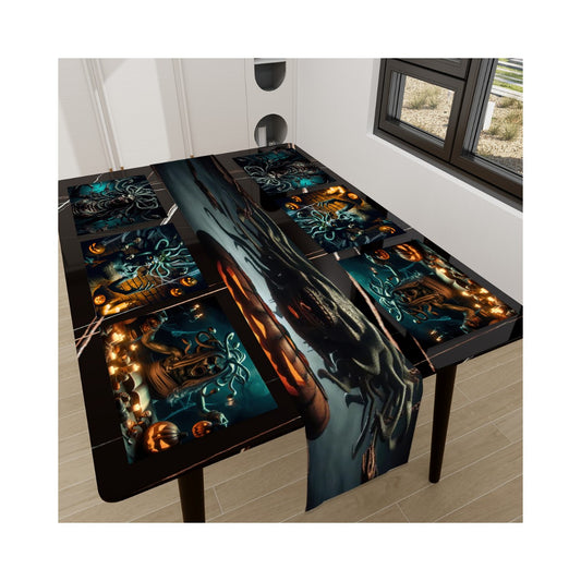 Halloween Medusa Table Runner Placemat Set 7 Pieces