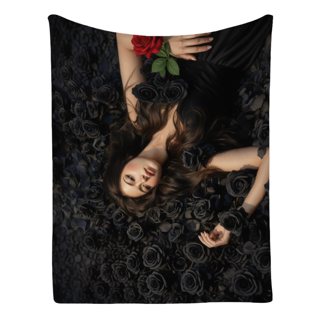 Black Roses 2 Flannel Throw Blanket (Made in USA)