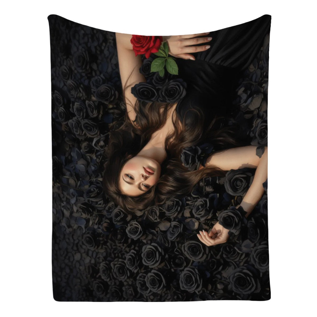 Black Roses 2 Flannel Throw Blanket (Made in USA)