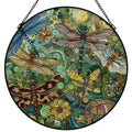 Dragonflies Stained Glass Effect Suncatcher Window Hanging (Made in USA)