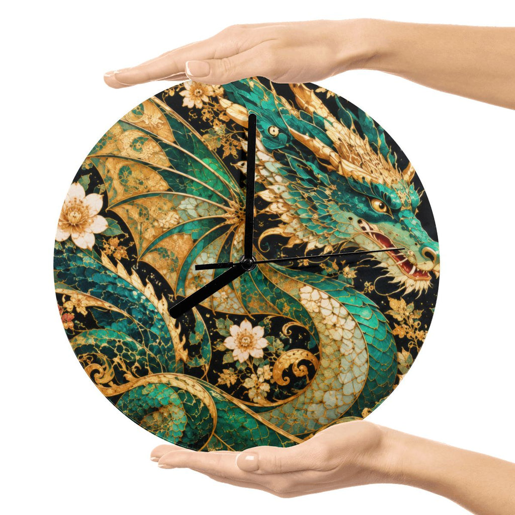 Gilded Jade Dragon MDF Wall Clock | Made in USA