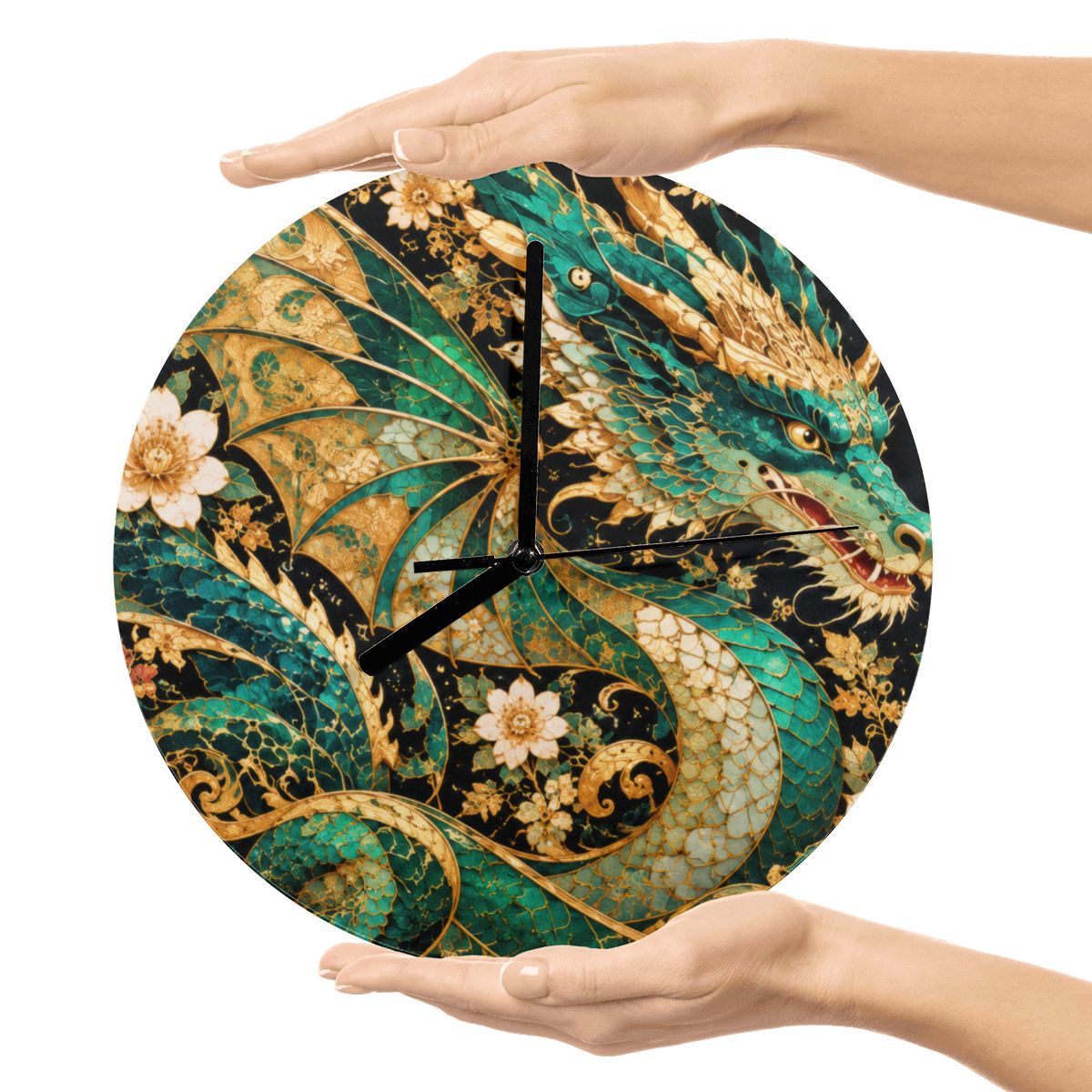 Gilded Jade Dragon MDF Wall Clock | Made in USA