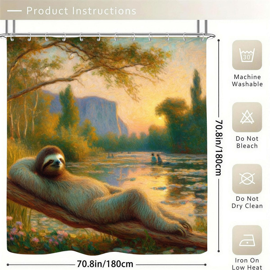 Chill Sloth Shower Curtain 70.8"x70.8" (Made in USA)