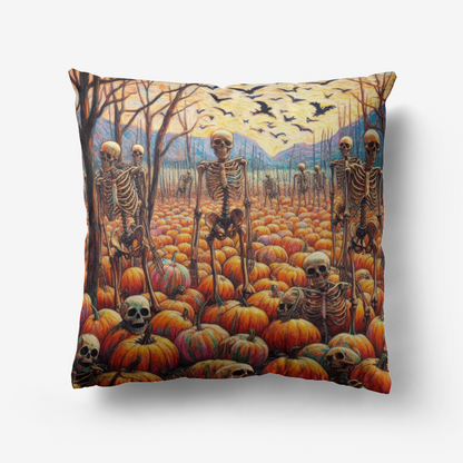 Halloween Skeletons and Pumpkins Home Goods Premium Hypoallergenic Throw Pillow