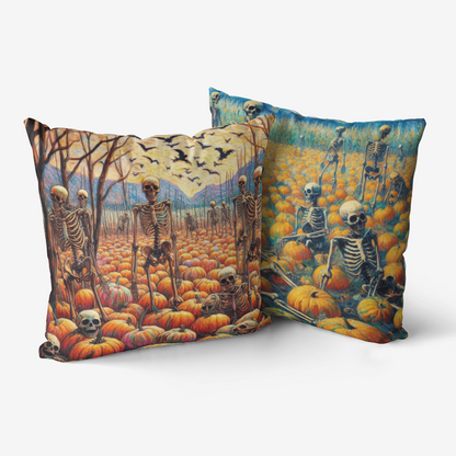 Halloween Skeletons and Pumpkins Home Goods Premium Hypoallergenic Throw Pillow