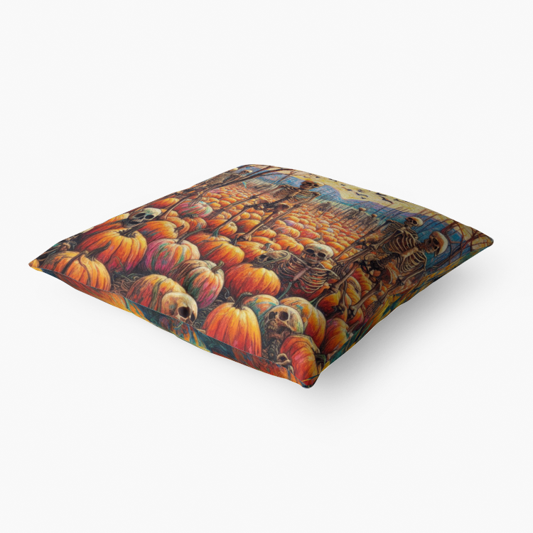 Halloween Skeletons and Pumpkins Home Goods Premium Hypoallergenic Throw Pillow