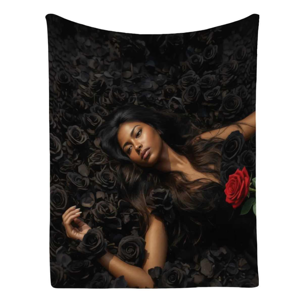 Black Roses 3 Flannel Throw Blanket (Made in USA)